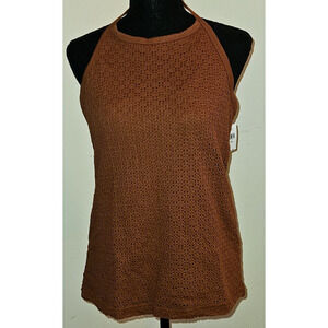 Gap Crochet Halter Tank Top Sleeveless Fully Lined Woman's Brown SZ Large Tall.